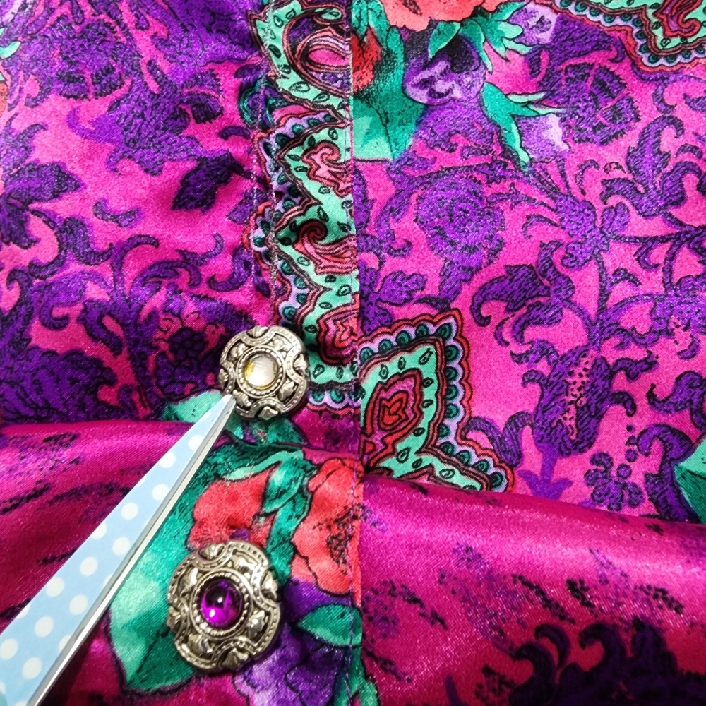 Victoria's Secret Vintage Gold Label Satin Floral paisley Sleep Shirt Size S - Picture 12 of 14